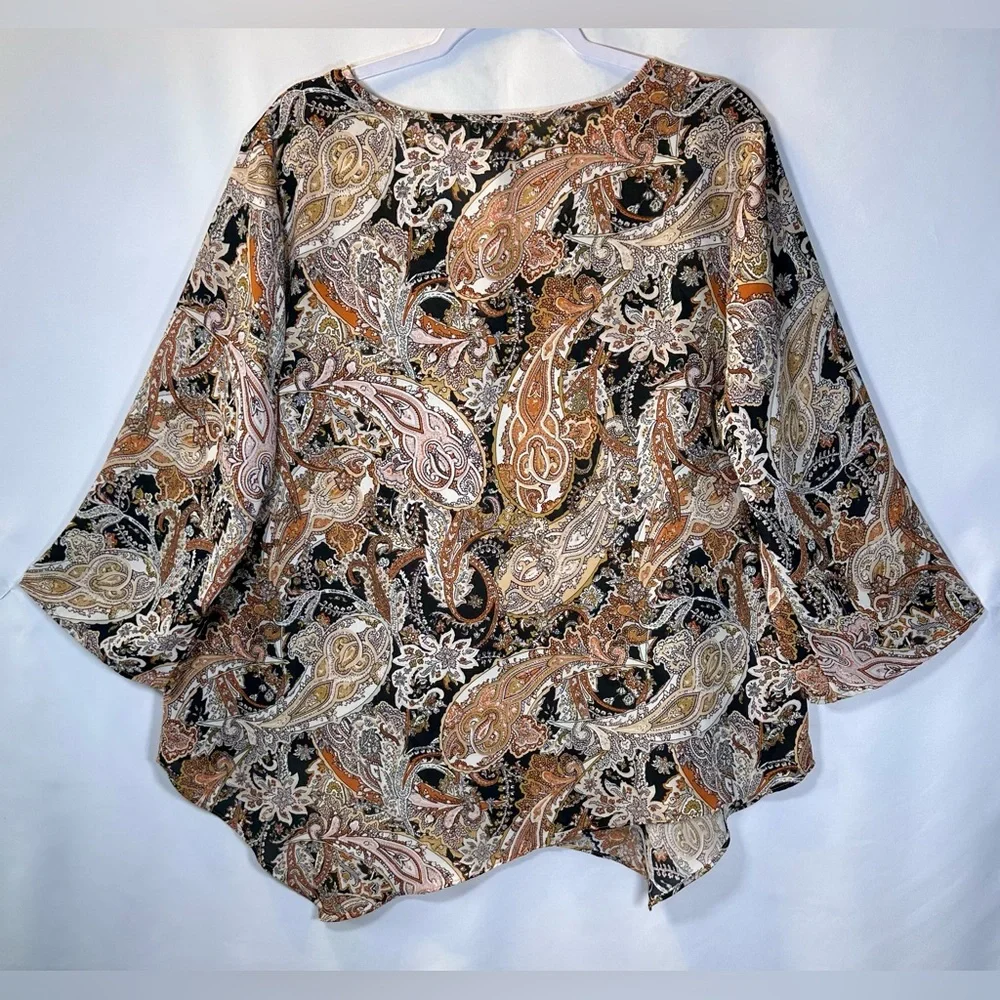 Cato Paisley Print Women's Top Diagonal High-Low Size XL - Picture 4 of 8